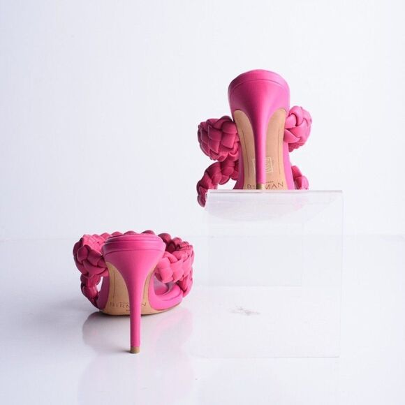 Alexandre Birman Womens Francis Braided Leather Mules Heels Pink EU 37 US 6 Rosa - Picture 6 of 9
